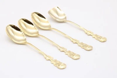 3x Hildesheimer Rose Kaffeelöffel + Zuckerlöffel goldfarben Japan Set - Bild 1 von 3