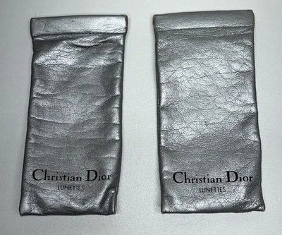 Two Vintage Dior Lunettes Eyeglasses Silver Tone Soft Cases - Image 1 of 4