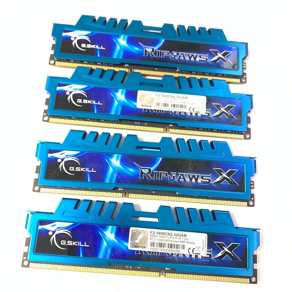 G.Skill RipJaws X F3-1600C9Q-32GXM DDR3 1600MHz PC3-12800U 8Gx4 1 Kit 32GB 4x8GB - Bild 1 von 1