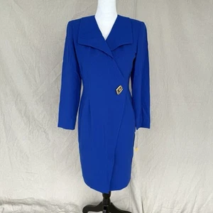 Neu mit Etikett Vintage Liz Claiborne royalblau Midi Etui 80er Jahre Kleid Größe 2P - Bild 1 von 9
