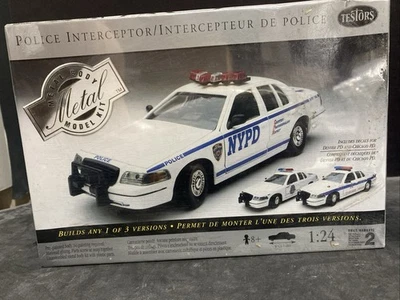Testors  NYPD Police Interceptor 1/24 Metal Body Model Kit New Sealed - Image 1 of 2