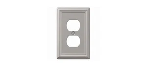 Chelsea Outlet Wallplate, 4-7/8 in L, 3-1/8 in W, 1 -Gang, Steel, Brushed Nickel - Picture 1 of 4