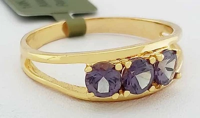 LAB CREATED 0.60 Cts ALEXANDRITE RING 10K YELLOW GOLD - New With Tag - Image 1 of 4