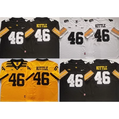 Hawkeyes George #46 Kittle Black/White/Yellow MEN Stitched Jersey
