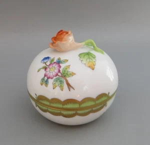 Herend Queen Victoria Bonbonniere Lidded Trinket Box Orange Rose #6153 VBO - Picture 1 of 12