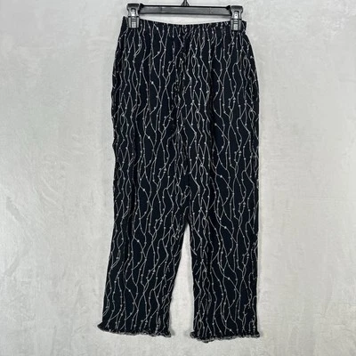 Pantalones Stonebridge vintage para mujer M negros florales Ditsy volantes recortados semi transparentes Foto 1 de 4