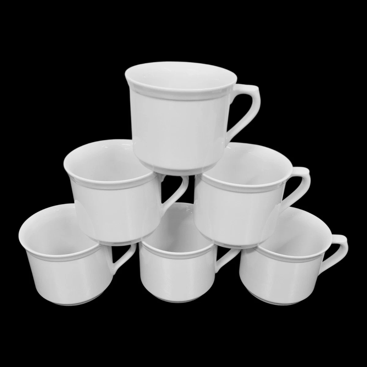 Esmeyer Kaffeebecher-Set – 6 Stück, Weißes Porzellan, 0,25 Liter, Mit Café Noir-Druck – Spülmaschinenfest