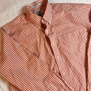 L.L. Bean Herren faltenfrei 15,5-34 traditionelle Passform orange Gingham Knopfleiste - Bild 1 von 6