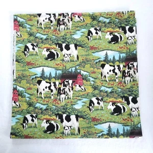 Patty Reed Designs Cows Pasture Barn Farm Scene Cotton Fabric 2.25 Yards 2006 - Picture 1 of 5