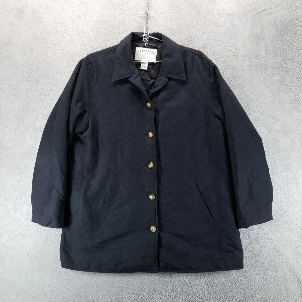 Chaqueta Orvis Para Hombre L Negra Tareas Granero Abrigo Acolchado Bolsillos Ropa de Trabajo Foto 1 de 4