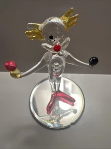 Glass Clown Juggler / Juggling Figurine with Mirror Base - Picture 1 of 11