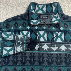 Montello Pullover Mens XL Sweater Nordic Design Teal Grey Soft Relaxed Fit - Picture 1 of 4