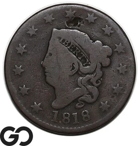 1818 Large Cent, Coronet Head - Picture 1 of 3