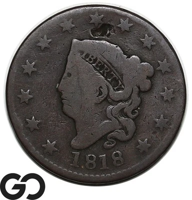 1818 Large Cent, Coronet Head - Image 1 of 3
