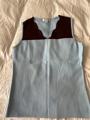 Top vintage sin mangas de la colección Chana azul y negro rayón nailon talla M/L Foto 1 de 4