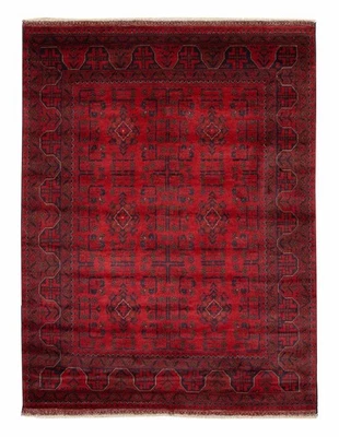 Alfombra geométrica tradicional anudada a mano alfombra oriental de lana de 5'1" x 6'7" Foto 1 de 4