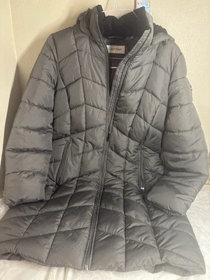 Abrigo parka acolchado ligero con capucha para mujer Calvin Klein S gris Foto 1 de 4