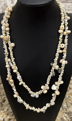 Colar de contas Coldwater Creek 48 pol. tecido de vidro/acrílico 2007 - Imagem 1 de 4