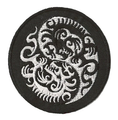 Patche écusson Ying Yang dragons thermocollant patch kung fu brodé