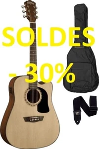 ELEKTRO AC GITARRE. DREADNOUGHT CUTAWAY WASHBURN LEHRLING AD5CE + ZUBEHÖR - Bild 1 von 4