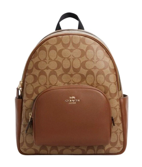 Coach 5671 Court In Signature Canvas Bagpack - Khaki Saddle 2