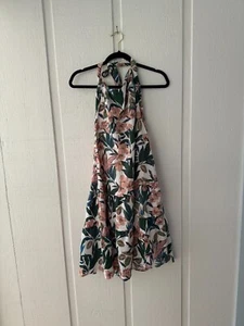 Allegra K Halter Neck Sundress Smocked Backless Flowy Floral Tiered Dress Size S - Picture 1 of 4