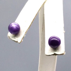 Purple Moonglow Stud Earrings, Minimalist Shimmer Lucite Beads - Picture 1 of 4