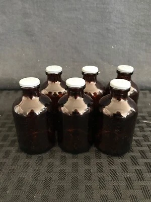 (6) 实验玻璃琥珀 2 盎司 60 毫升精华试剂药剂瓶带弹性体塞 — 第 1/2 张图片