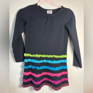 Hanna Andersson Black Dress with Colorful Ruffle Trim - Picture 1 of 7