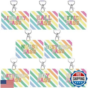 Fuyoooo 16 Pcs PVC Hall Pass Lanyards Unbreakable Hall Passes Writeable Passe - Picture 1 of 5