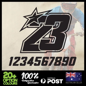 Custom Stickers - Motorcycle Racing BIKE Number Race Decals - Star#5 - DRN004 - Picture 1 of 2