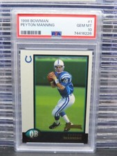 1998 Bowman Peyton Manning Rookie Card RC #1 PSA 10 GEM MINT Indianapolis Colts