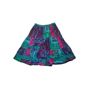 1990s Vintage Phool Bright Tie Dyed Tiered Patterned Full Maxi Skirt Size XL - Picture 1 of 4