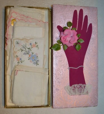 Vintage Hanky Lot Of 11 Embroidered Floral Lace Scalloped Handkerchiefs - Image 1 of 4