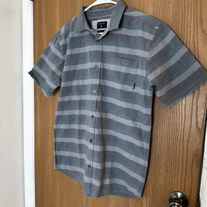 Quicksilver Youth Surf Shirt Sz XL Gray Stripes 100% Cotton Short Sleeves - Picture 1 of 8