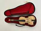 Vintage Sankyo Miniature Violin Music Box with Case Bow Decor - Not Working