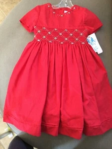 NWT Luli & Me Red Holiday Smocked Dress Sz 4t  - Picture 1 of 4
