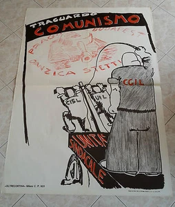 POSTER MANIFESTO PROPAGANDISTICO TRAGUARDO COMUNISTA ANNI '70 Vintage - Picture 1 of 1
