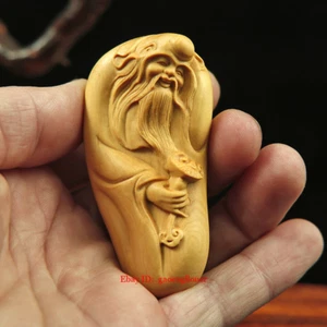 Wooden Carving Handheld Items Playing Carving Wooden Crafts Gifts Ruyi Shouxing - Picture 1 of 4