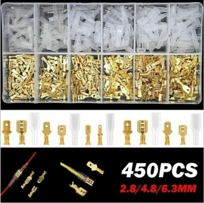 450Pcs 2.8/4.8/6.3mm Wire Connectors Kit Crimp Female/Male Spade Terminals Set - Image 1 of 4