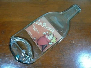 Wine Bottle Cheese Tray Glass Melted Flattened LeSnoot Chardonnay California - Picture 1 of 4