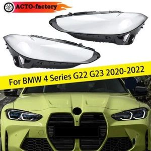 For BMW 4 Series G22 G23 2020-2022 Pair Front Headlight Lens Cover Shell Glass - Imagen 1 de 9