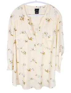 TORRID DISNEY Harper Winnie The Pooh Georgette Roll Tab Sleeve Top Size 4 4X - Picture 1 of 8