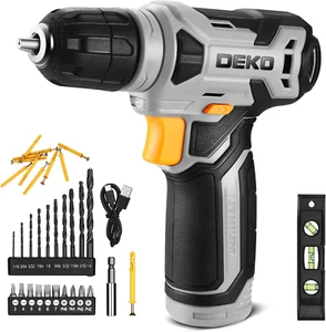 8V Akku-Bohrschrauber Set - 3/8" Bohrfutter, 42 Zubehörteile, LED, Typ-C Aufladung, grau - Bild 1 von 12