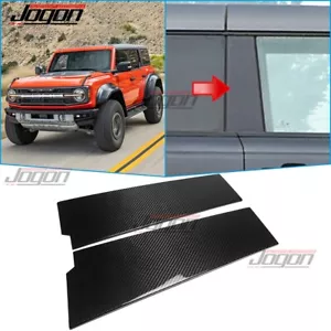 Real Carbon For Ford Bronco 2021-2024 Raptor Side Body Window B Pillar Post Trim - Foto 1 di 9