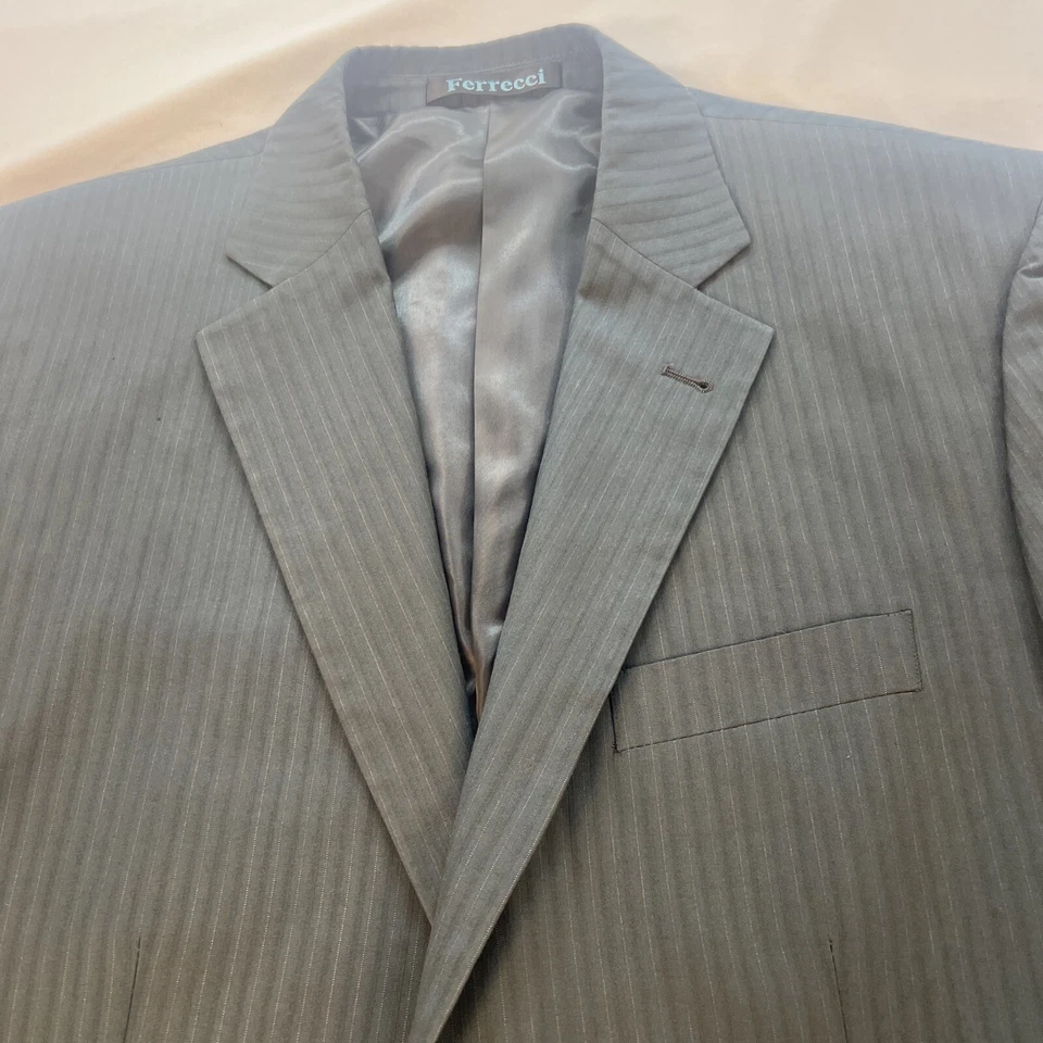 Blazer Ferrecci esporte tamanho 42 casaco masculino listra cinza mangas com 4 botões - Imagem 1 de 4