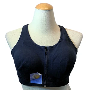 Sujetador de entrenamiento frontal con cremallera Denise Austin QVC F7899 en NEGRO talla 1X nuevo con etiquetas - Imagen 1 de 3