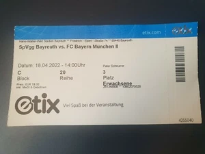 Used Ticket RL Bayern 2021/22 Spvgg. Bayreuth vs FC Bayern München Am. - Bild 1 von 1