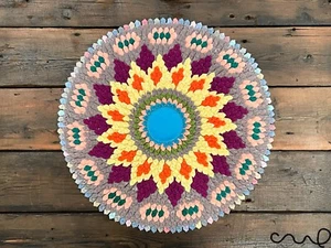 Alfombra redonda hecha a mano con acento de corazón alfombra boho arte de pared ninguna alfombra trenzada retro 50 cm 64 - Imagen 1 de 8