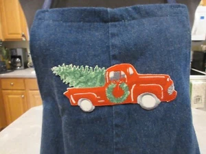 Delantal hecho a mano para mujer adulto para cocina/arte trabajo/jardinería ~ camión rojo denim - Imagen 1 de 2